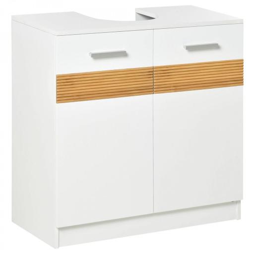 Mueble para Debajo del Lavabo Armario Baño de Suelo de Madera con 2 Puertas y Estante Interior Estilo Moderno 60x30x60,5 cm Blanco [8]