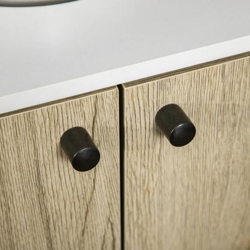 Mueble para Debajo del Lavabo Armario Bajo con 2 Puertas Estante y Patas de Acero 60x30x60 cm Roble y Blanco [7]