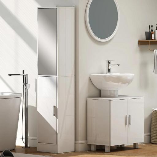 Mueble para Debajo del Lavabo con 2 Puertas 2 Estantes y Sistema Antivuelco para Cuarto Baño 60x35x60 cm Blanco [3]