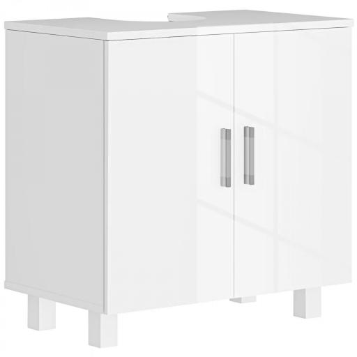 Mueble para Debajo del Lavabo con 2 Puertas 2 Estantes y Sistema Antivuelco para Cuarto Baño 60x35x60 cm Blanco [8]