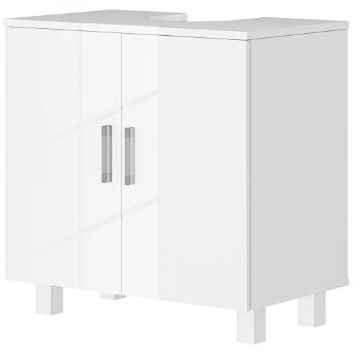 Mueble para Debajo del Lavabo con 2 Puertas 2 Estantes y Sistema Antivuelco para Cuarto Baño 60x35x60 cm Blanco [9]