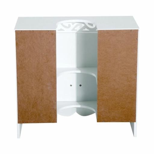 Armario de Baño tipo Mueble Bajo para Lavabo con 2 Puertas y Estantes 60x30x56cm Diseño Moderno de Madera Blanca [8]