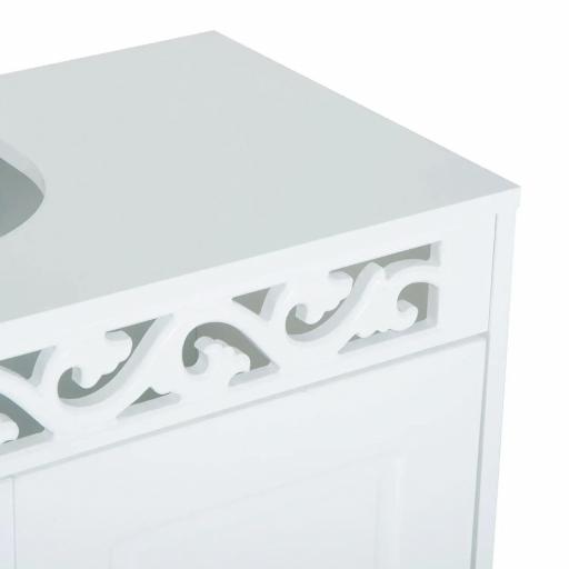 Armario de Baño tipo Mueble Bajo para Lavabo con 2 Puertas y Estantes 60x30x56cm Diseño Moderno de Madera Blanca [7]