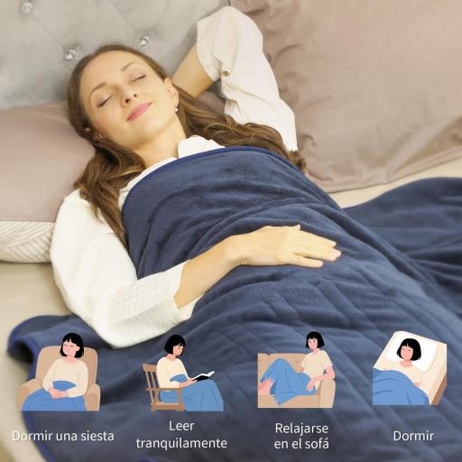 Manta Eléctrica de Coralina 180x130 cm 10 Niveles de Temperatura Temporizador Lavar a Máquina Pantalla LED Azul [2]