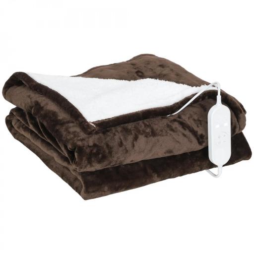 Manta Eléctrica 180x130 cm 10 Niveles de Temperatura Temporizador Lavar a Máquina, Pantalla LED Marrón [8]