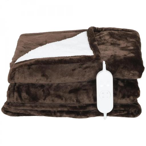 Manta Eléctrica 180x130 cm 10 Niveles de Temperatura Temporizador Lavar a Máquina, Pantalla LED Marrón [9]