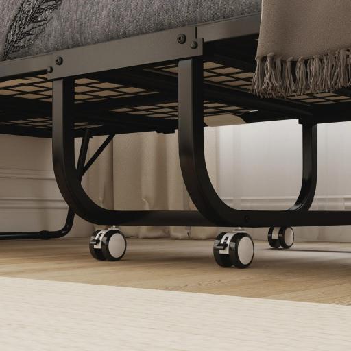 Cama Plegable 200x80 cm con 4 Ruedas, Cama de Camping Portátil, con Colchón Individual de 10 cm, Marco de Acero, Carga 150 kg, para Dormitorio, Salón, Oficina, Blanco [7]