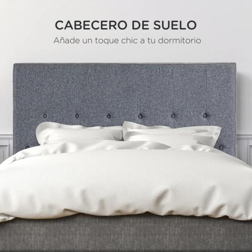 Cabecero de Cama 160 cm Tapizado en Lino 2 Formas de Uso Vertical o Montado a la Pared Cabecero Gris [4]