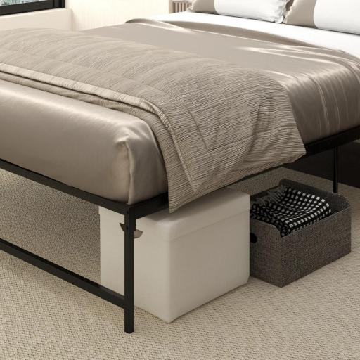 Marco de Cama Doble 135x190 cm con Patas de 35 cm Estructura de Cama Matrimonio con Espacio Bajo de Almacenamiento Negro [4]