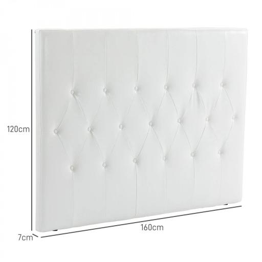 Cabecero de Cama 160 cm Tapizado en PU 2 Formas de Uso Vertical o Montado a la Pared Cabecero Blanco [9]
