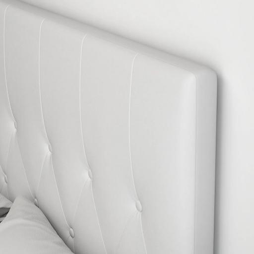 Cabecero de Cama 160 cm Tapizado en PU 2 Formas de Uso Vertical o Montado a la Pared Cabecero Blanco [6]