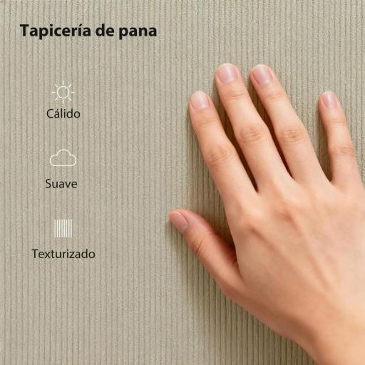 Somier 160x200 cm con Cabecero Ajustable Tapizado en Pana Láminas de Madera Fácil de Montar Gris Claro [3]