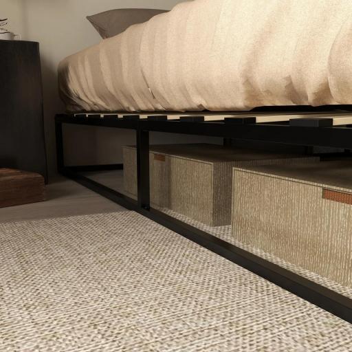 Marco de Cama de 180 cm Estructura de Cama de Acero con Somier de Listones de Madera Contrachapada 180x200x25 cm Negro [6]