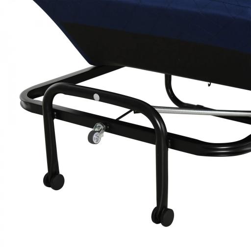 Cama Plegable 184x65 cm con Colchón Cama Abatible con Cabecera Ajustable en 5 Niveles Ruedas Universales y Estructura de Metal Carga Máx. 120 kg Azul [6]