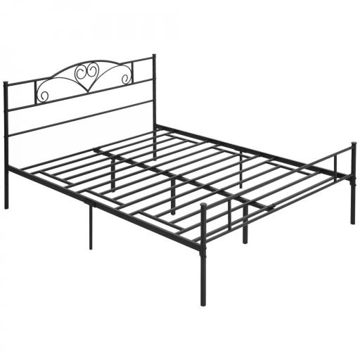 Marco de Cama Doble de Metal para Colchón 150x200 cm con Cabecera y Patas de 31 cm Estructura de Cama Matrimonio con Espacio Bajo de Almacenamiento 158x211x106 cm Negro [9]