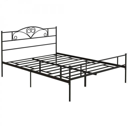 Marco de Cama Doble de Metal para Colchón 150x200 cm con Cabecera y Patas de 31 cm Estructura de Cama Matrimonio con Espacio Bajo de Almacenamiento 158x211x106 cm Negro [10]
