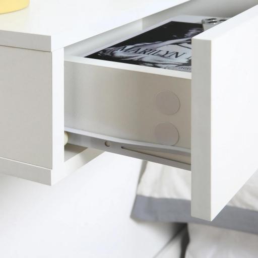 Juego de 2 Mesitas de Noche Flotantes con Cajón, Mesillas de Noche Dormitorio, Montado en la Pared, Estilo Moderno, para Sala de Estar, 40x30x15 cm, Blanco [6]