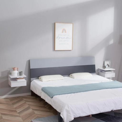 Juego de 2 Mesitas de Noche Flotantes, Mesillas de Noche Dormitorio con Cajón, Estante Abierto, para Sala de Estar, 35x32x22,5 cm, Blanco