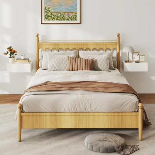 Juego de 2 Mesitas de Noche Flotantes con 1 Cajón Montado en la Pared Estilo Moderno para Dormitorio 40x30x15 cm Blanco [3]