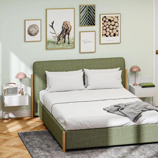 Juego de 2 Mesitas de Noche Colgantes Mesillas de Noche para Dormitorio con Cajón 43x36,5x30,5 cm Blanco