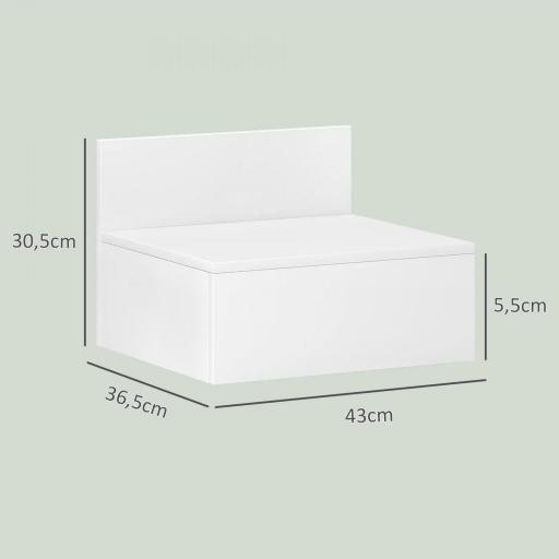 Juego de 2 Mesitas de Noche Colgantes Mesillas de Noche para Dormitorio con Cajón 43x36,5x30,5 cm Blanco [1]