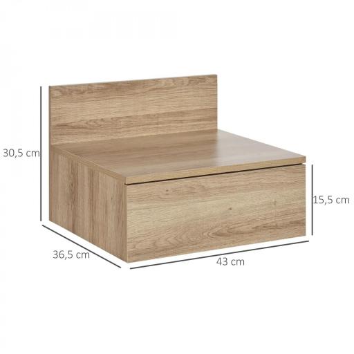  2 Mesitas de Noche Flotantes Juego de 2 Mesillas de Noche con Cajón para Dormitorio Habitación 43x36,5x30,5 cm Natural [1]
