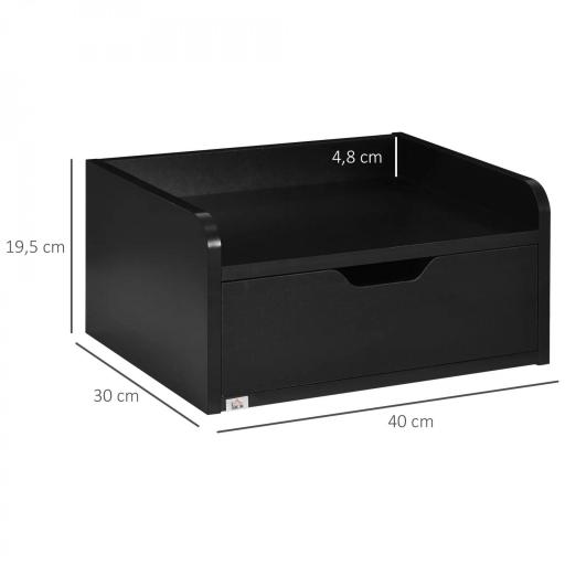 Set de 2 Mesitas de Noche de Pared Mesillas Flotantes con 1 Cajón para Dormitorio Habitación 40x30x19,5 cm Negro [1]