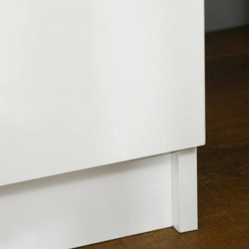 Mesita de Noche Blanca con Luz LED Mesita Decorativa con 2 Cajones y Mando a Distancia 45x35x52 cm Blanco [7]