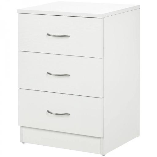 Mesilla de Noche con 3 Cajones y Asas de Aluminio Mesa de Noche para Dormitorio Salón 40x35x58 cm Blanco [8]