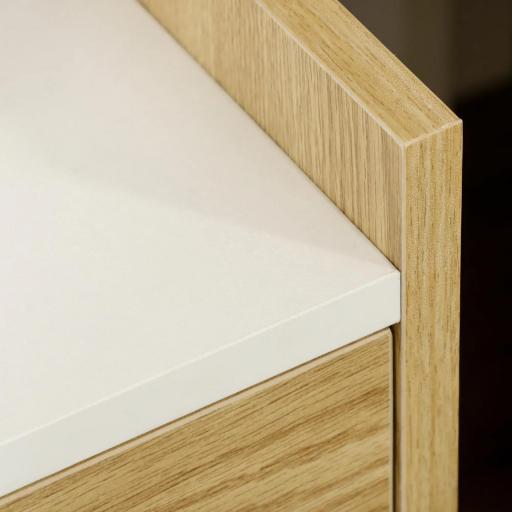 Mesilla de Noche con Puertos USB Toma de Corriente Cajón y Estantes Mesa de Noche 40x40x60 cm Natural [7]