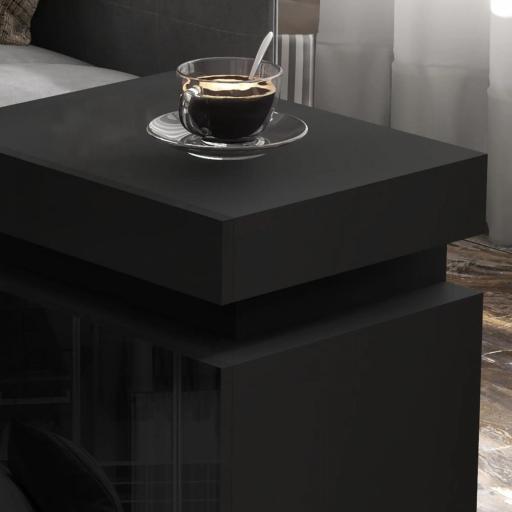 Mesilla de Noche con Luces LED 2 Cajones y Control de APP Mesa de Noche para Dormitorio Salón 45x35x52 cm Negro [7]