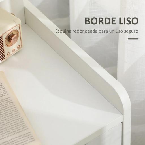 Mesilla de Noche con 2 Cajones y 3 Compartimientos de Almacenajes para Salón Dormitorio Carga 30 kg 40x30x60 cm Blanco [1]