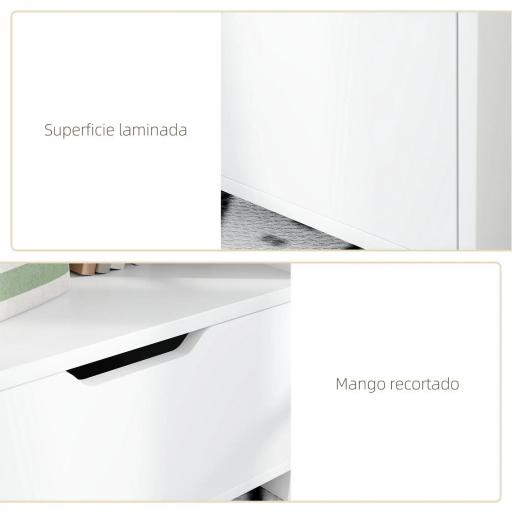 Mesita de Noche Mesilla de Noche Moderna con Cajón y Estantes de Almacenamiento para Salón Dormitorio 45x35x73cm Blanco [4]