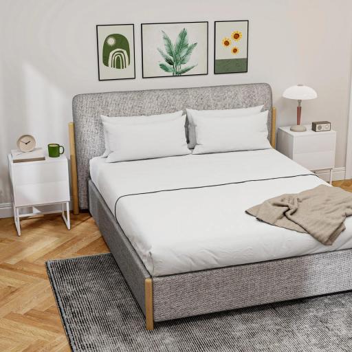 Pack de 2 Mesitas de Noche Estrechas con 2 Cajones Apertura por Presión y Patas de Acero 40x30x55 cm Blanco