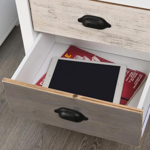 Mesilla de Noche con 3 Cajones Mesa de Noche para Dormitorio Salón 50x38x65 cm Blanco [7]