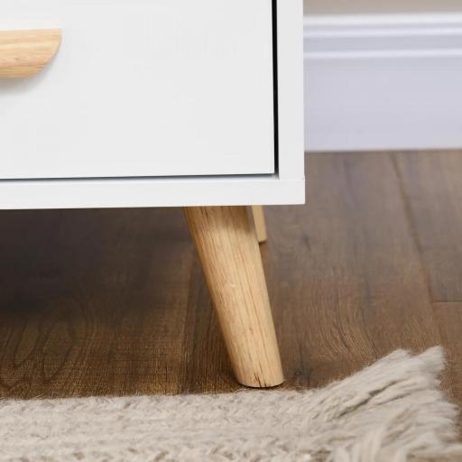 Mesita de Noche con 1 Cajón y Estante Mesa Auxiliar de Estilo Nórdico para Salón Dormitorio 40x40x62 cm Blanco [7]