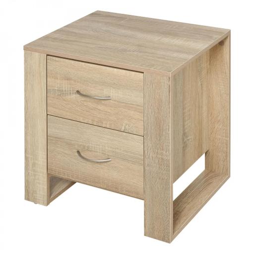 Mesita de Noche Mesilla de Noche con Cajones y Estilo Moderno Mesa Auxiliar para Dormitorio Salón 48x39x54 cm Natural [8]