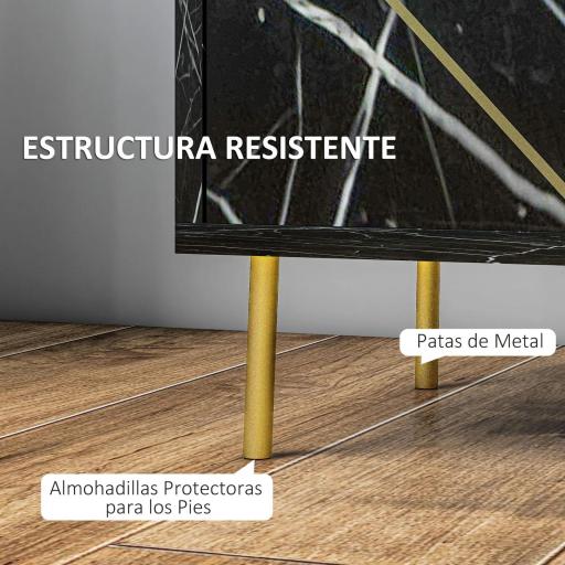 Mesilla de Noche con Efecto Mármol Compartimiento Abierto y Cajón Mesa de Noche para Dormitorio 39x30x50 cm Negro [4]