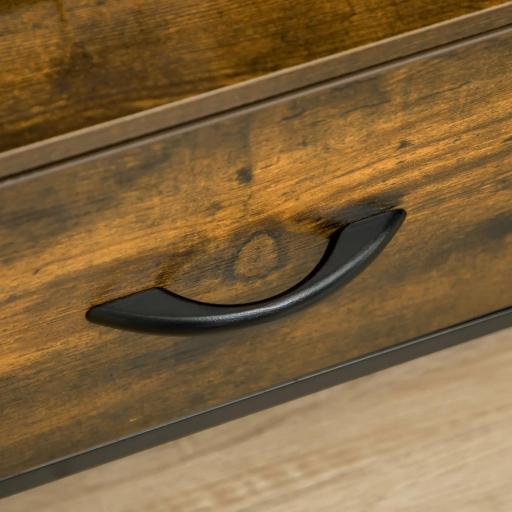 Mesita de Noche con 1 Cajón de Tela Plegable Mesa Auxiliar para Oficina Estudio 45x40x50,5 cm Marrón Rústico [7]