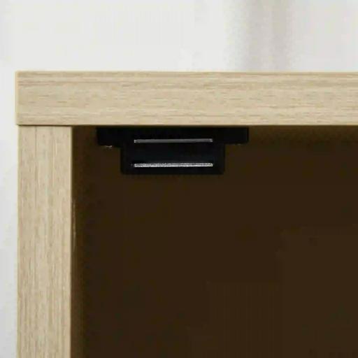 Mesita de Noche con Puerta de Ratán Mesilla de Noche Estilo Boho con Patas de Metal para Dormitorio 43x30x51 cm Roble [7]