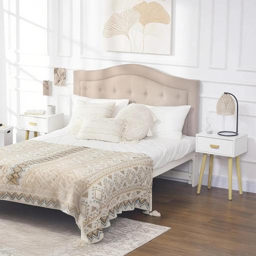 Juego de 2 Mesitas de Noche con Cajón y Patas de Madera para Dormitorio Salón Cama Oficina 40,5x30,5x60 cm Blanco