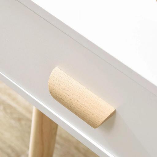 Juego de 2 Mesitas de Noche con Cajón y Patas de Madera para Dormitorio Salón Cama Oficina 40,5x30,5x60 cm Blanco [6]