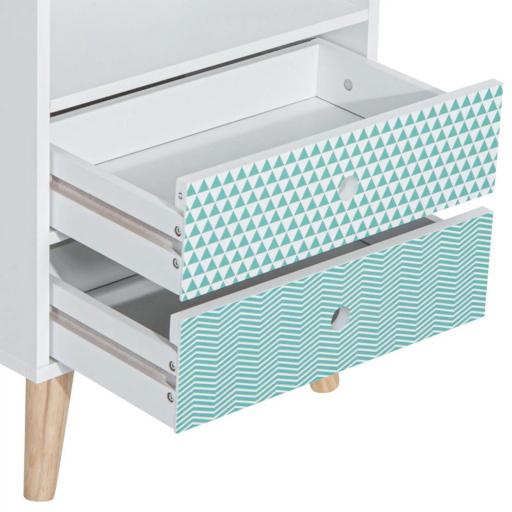 Cómoda de Madera Cajonera con 2 Cajones Mesita de Noche con Estante Abierto para Dormitorio Salón 45x30x65 cm Blanco [6]