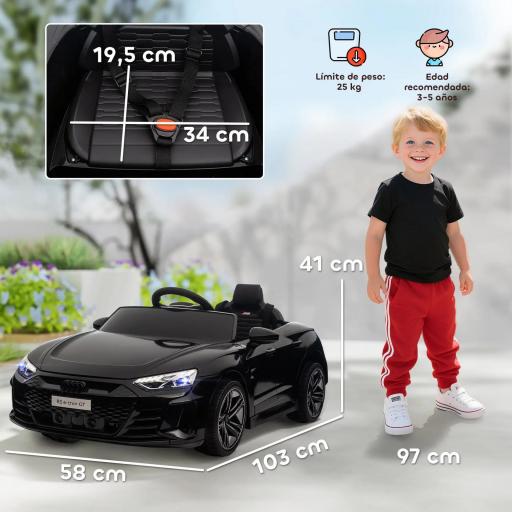 Coche Eléctrico para Niños de +3 Años AUDI RS e-tron GT Coche de Batería con Mando a Distancia 103x58x41 cm Negro [5]