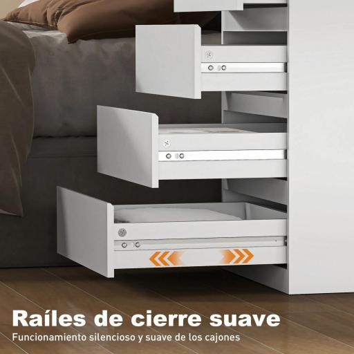 Cómoda 4 Cajones con Cierre Suave Cajonera para Salón Oficina Estilo Moderno 45x40x68 cm Blanco [3]
