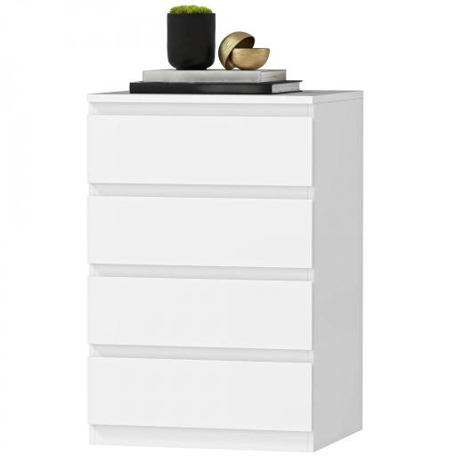 Cómoda 4 Cajones con Cierre Suave Cajonera para Salón Oficina Estilo Moderno 45x40x68 cm Blanco [9]