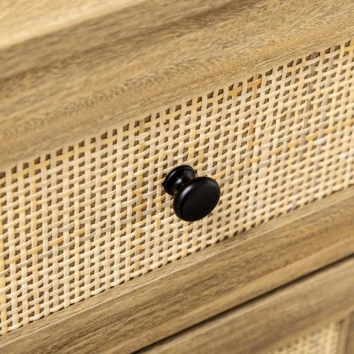 Cómoda con 4 Cajones Cajonera de Madera con Frontales de Ratán Estilo Cannage para Dormitorio 80x35x95 cm Natural [7]