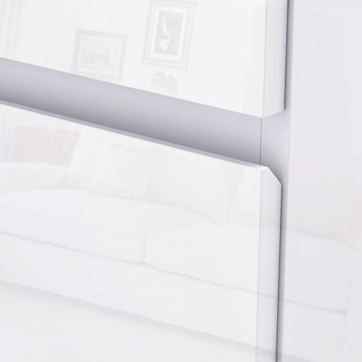 Cómoda con 5 Cajones Diseño Anti-vuelco Cajonera para Salón Pasillo 55x33x100 cm Blanco Brillante [8]