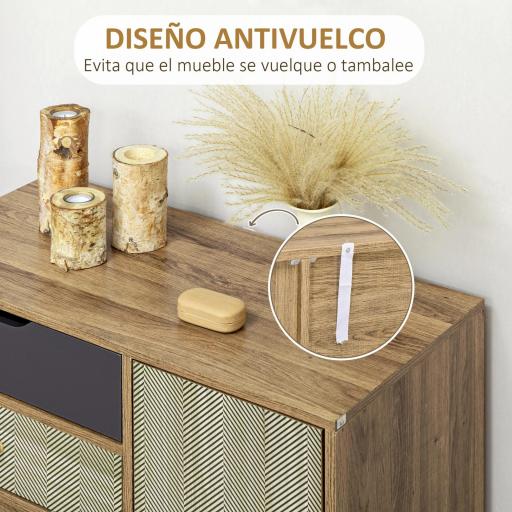 Cómoda con 4 Cajones Estilo Boho Cajonera de Madera con Patas de Metal para Salón Dormitorio 79x39x86 cm Marrón [3]