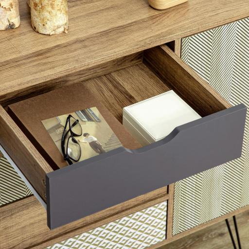 Cómoda con 4 Cajones Estilo Boho Cajonera de Madera con Patas de Metal para Salón Dormitorio 79x39x86 cm Marrón [6]